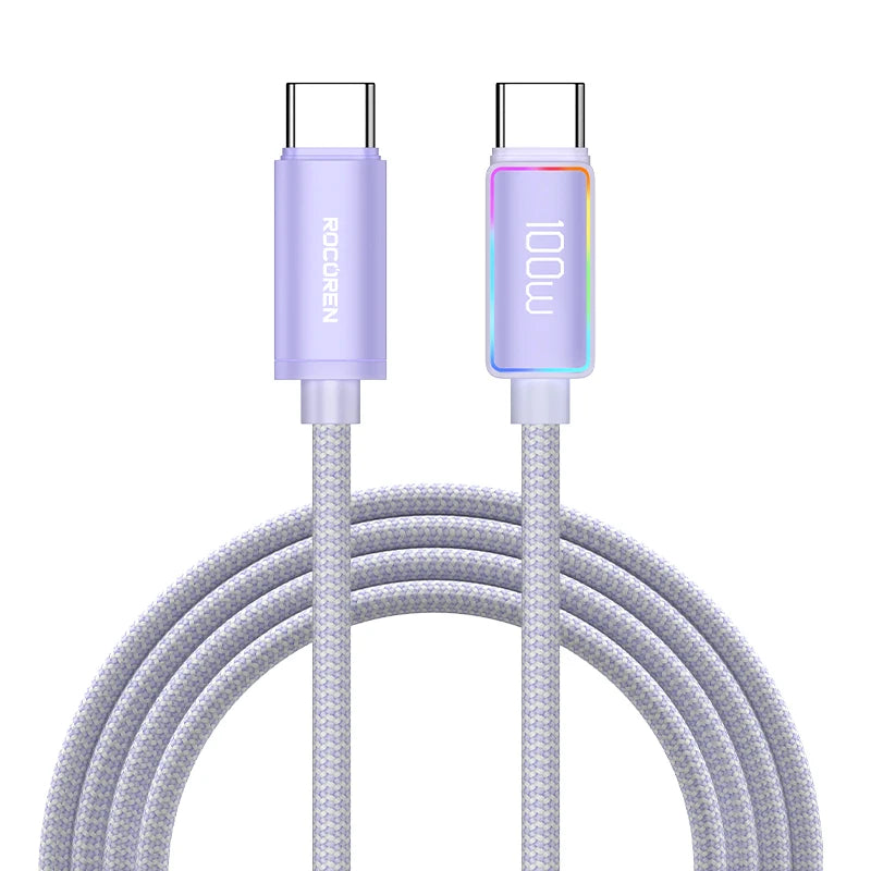 Rocoren 240W 5A High Power Fast Charging Type C Cable 100W PD 3.1 USB C Quick Charging Date Cord For iPhone Samsung Laptop iPad
