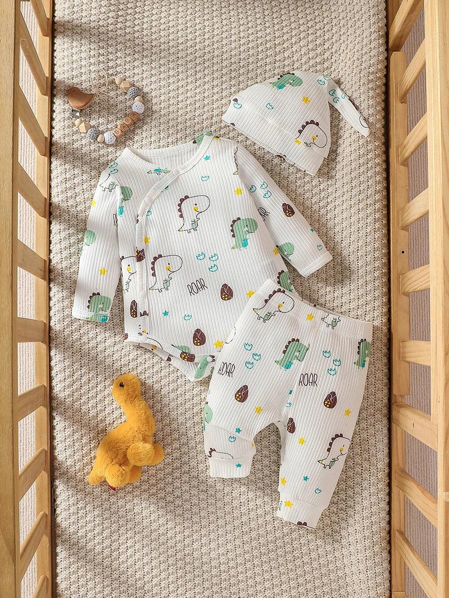 Baby Boys Newborn Soft Long Sleeve Open Stitch 2pcs Pantsuits Casual Daily For Autumn +Hat