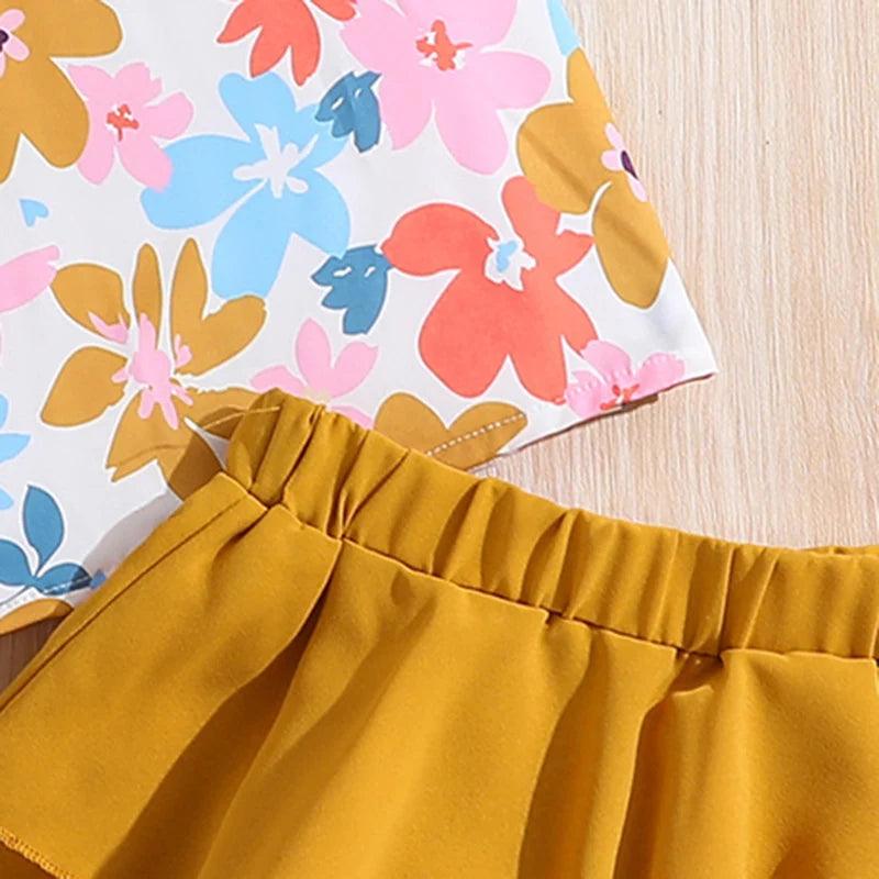 Girls Printed Sleeveless Top And Solid Color Outfit - Jess Deals