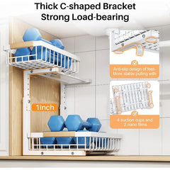 Upgrade Your Under Sink Storage: Thickened Metal 2 Pack Organizer with Adjustable Heights