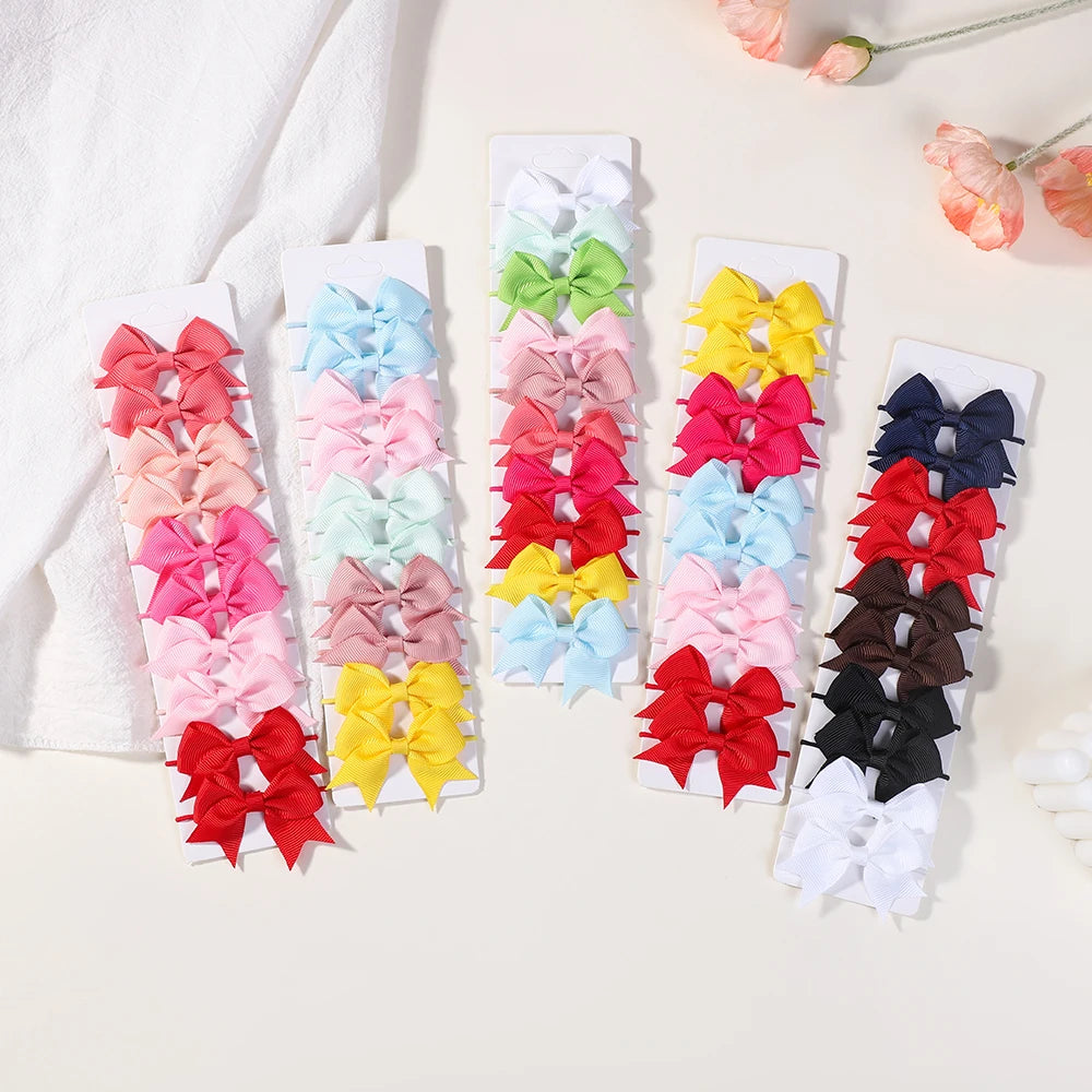 10Pcs Bows Elastic Hair rubber band Hair Ties Ribbon Pigtail Grosgrain Hair accessories girl Baby Gift bands for children