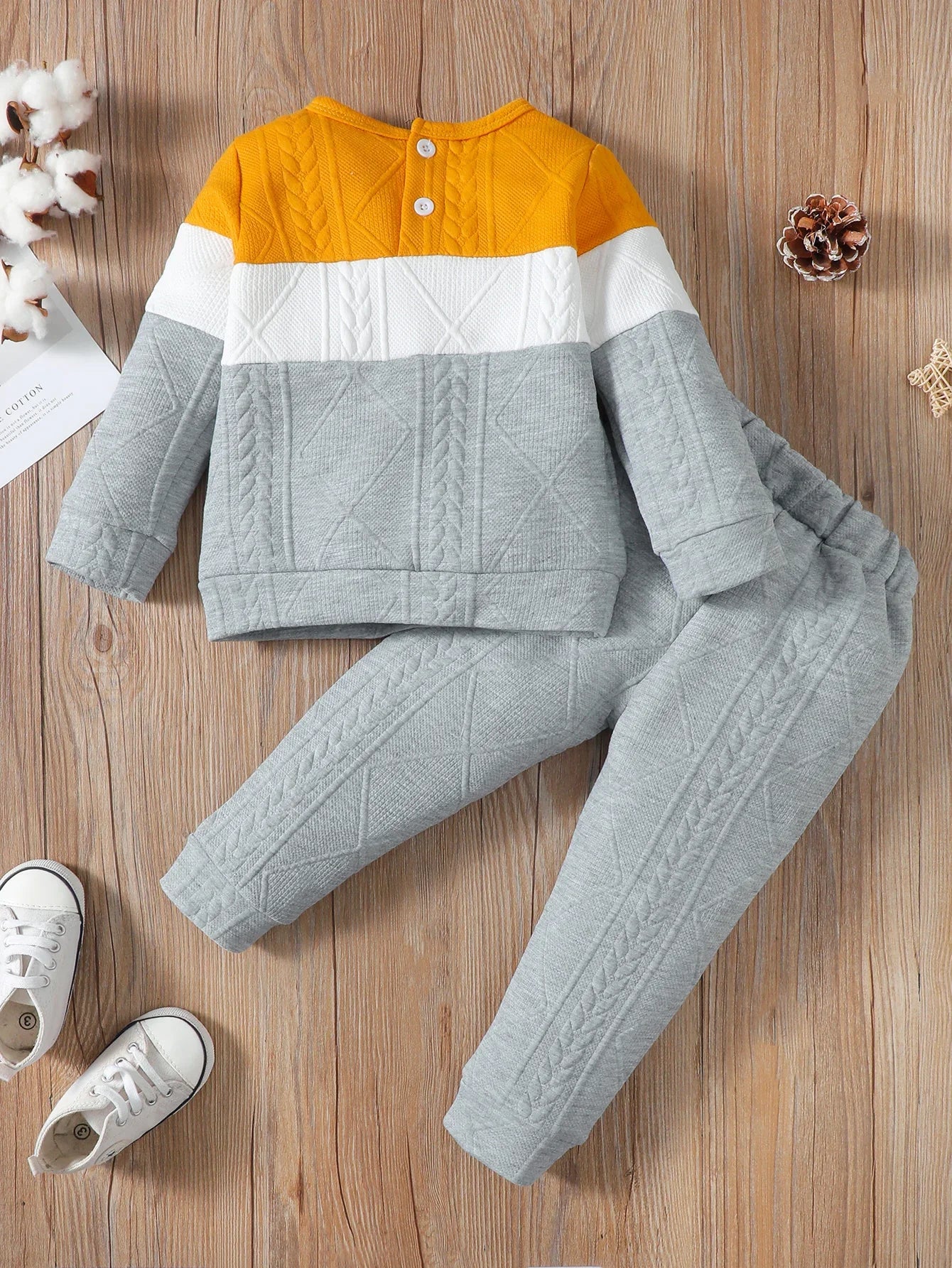 2PCS Kids Boy Clothes Set Long Sleeves Color Block Hoodies+Pants Autumn&Winter Fashion Sport Suit For Children Boy 1-6 Years - Jess Deals