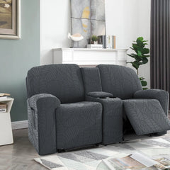 6Pcs/Set Water Resistant Leaf Texture Jacquard Stretch Recliner Loveseat Center Console Sofa Cover Spandex 2 Seater Sofa Cover