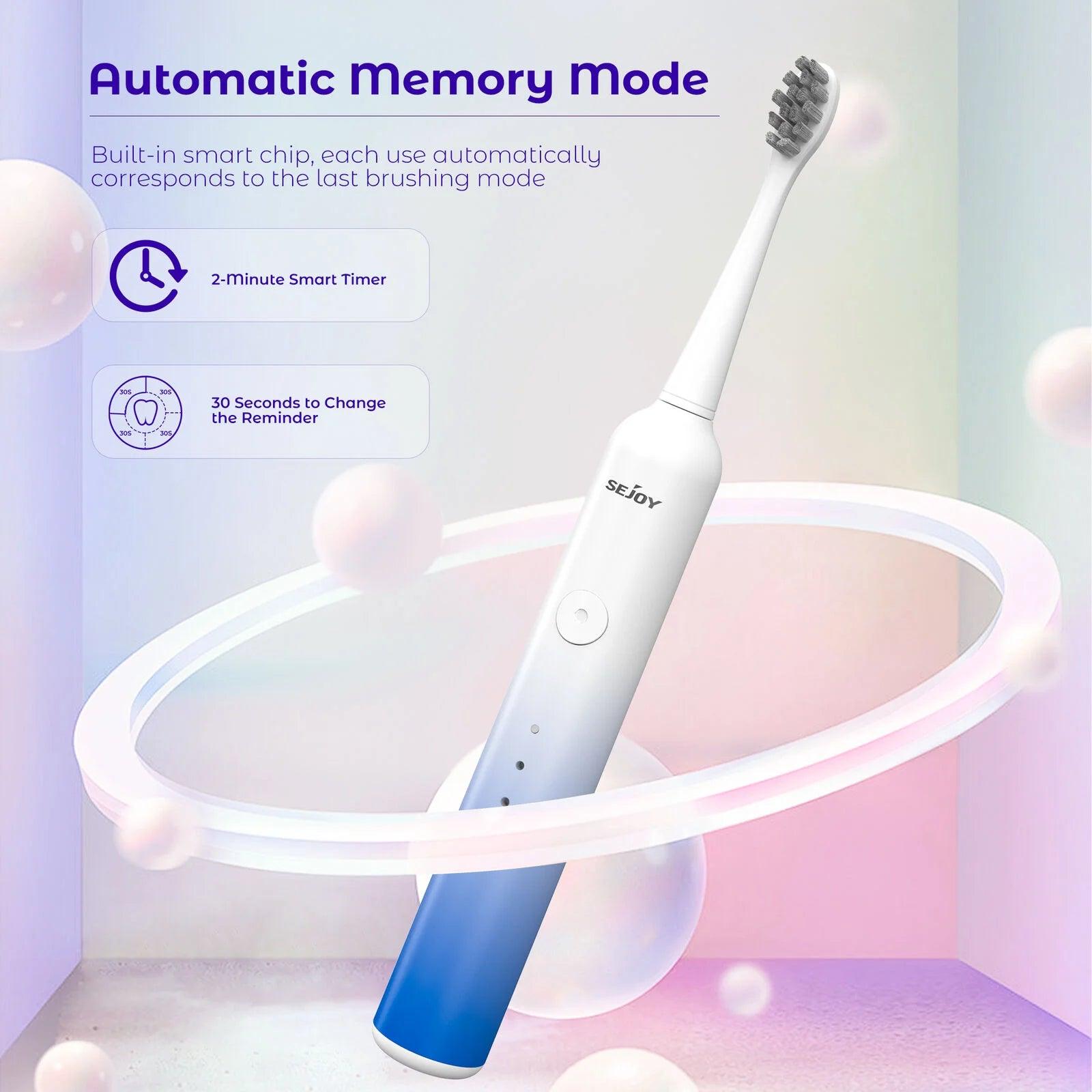 Sejoy Sonic Electric Toothbrush for Adults Rechargeable 5 Cleaning Modes Ultra Sonic Toothbrush with 12 Brush Heads Smart Timer - Jess Deals