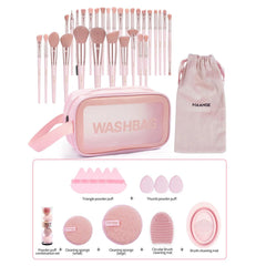 MAANGE Professional Makeup Tools Kit 30PCS Foundation Makeup Brush Set 15PCS Makeup Sponge Removal Puff Cleaning Bowl for Travel - Jess Deals