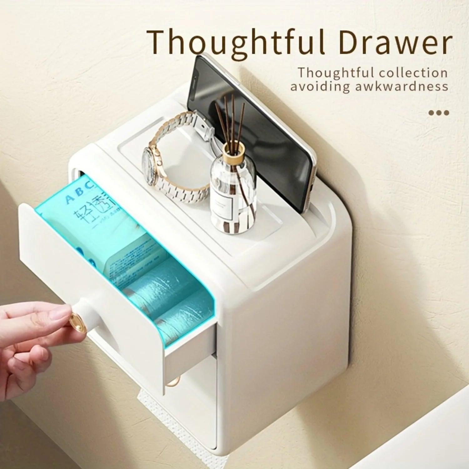 Wall Mounted Toilet Tissue Box- Ideal for Kitchen Bathroom Vanity Countertops. Perfect Bathroom Accessories for Organization. - Jess Deals