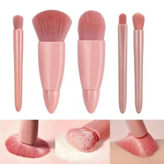 5pcs Travel Size Makeup Brushes Set Mini Makeup Brushes, Small Complete Function Cosmetic Brushes Kit With Case And Mirror Perfe - Jess Deals