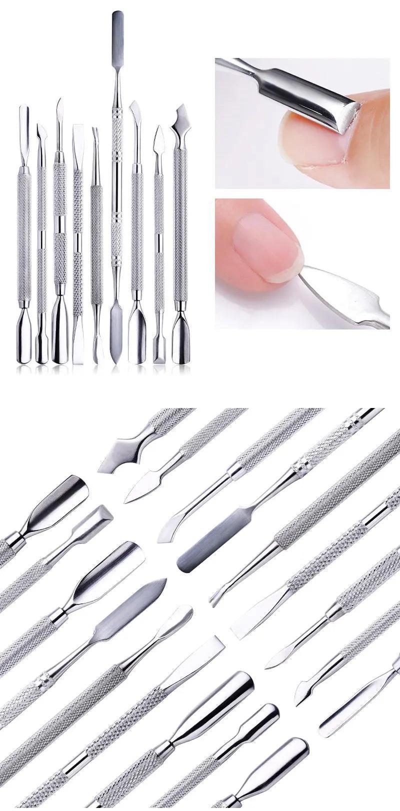 1pcs Double-ended Stainless Steel Cuticle Pusher Dead Skin Push Remover For Pedicure Manicure Nail Art Cleaner Care Tool - Jess Deals