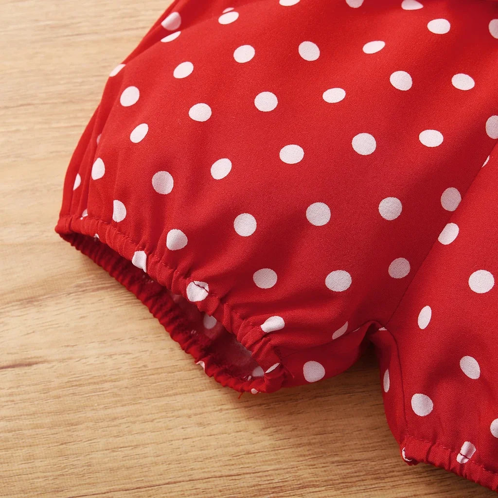 3PCS Summer Newborn Baby Girl Clothes Set Polka Dot Short Sleeve Bodysuit+Short+Headband 1st Birthday Set for Toddler Girl 0-18M