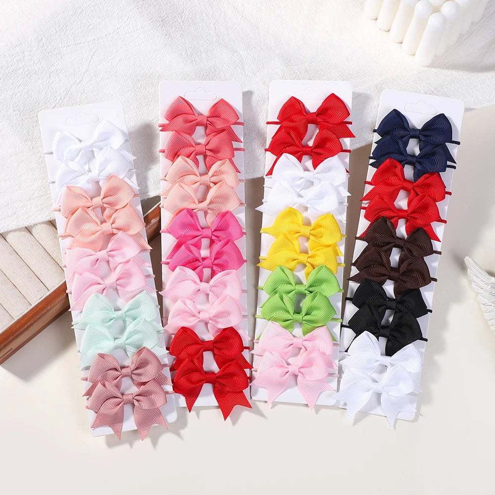 10Pcs Bows Elastic Hair rubber band Hair Ties Ribbon Pigtail Grosgrain Hair accessories girl Baby Gift bands for children