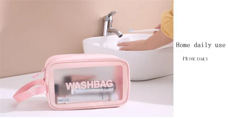 Large Capacity Waterproof Transparent Travel Cosmetic Bag - Portable and Organized Storage for Makeup and Toiletries