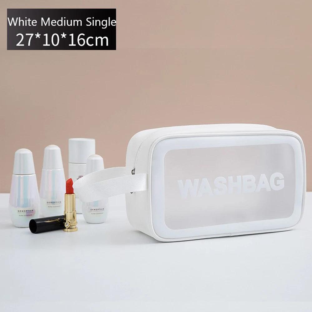 Large Capacity Waterproof Transparent Travel Cosmetic Bag - Portable and Organized Storage for Makeup and Toiletries
