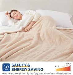 SEALY Electric Blanket Queen Size,Flannel&Sherpa Heated Blanket with 10 Heat Setting&1-12Hour Auto Shut Off,Fast Heating Blanket