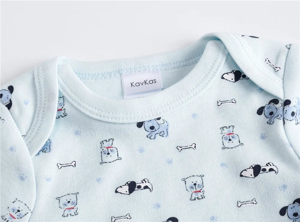 KAVKAS Baby Boy Clothes 6 Pcs/Lot Long Sleeve roupa bebes Bodysuit 0-24 Months Cartoon Print Newborn Cotton Jumpsuit