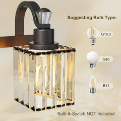 Bathroom Vanity Light Fixtures Modern Crystal Vanity Light Fixtures Over Mirror 3 Lights Wall Mounted Lighting with Square Shade