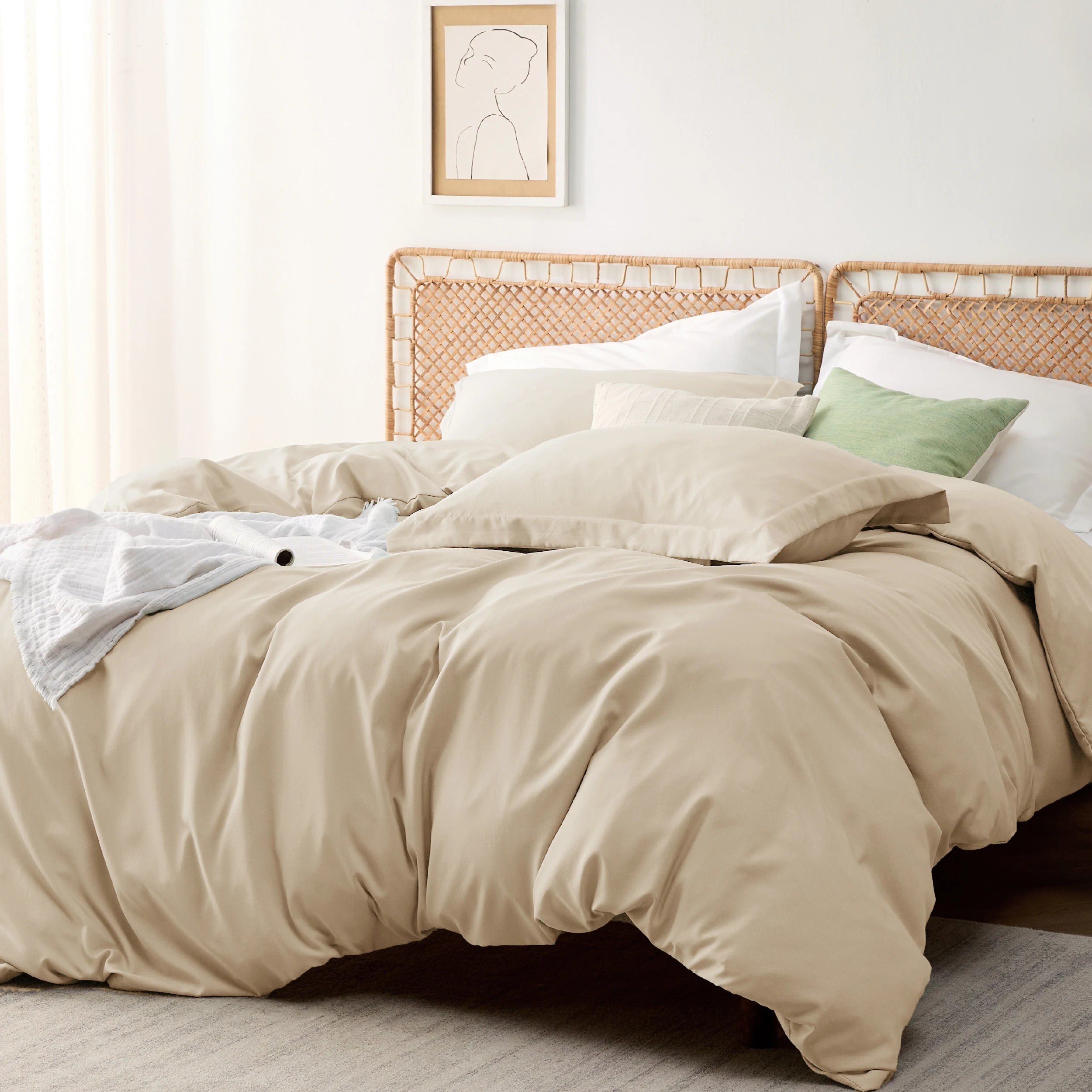 Bedsure Duvet Cover - Polyester & Rayon Derived from Bamboo Cooling Duvet Cover Set, 1 Duvet Cover  & 2 Pillow Shams
