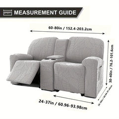 6Pcs/Set Water Resistant Leaf Texture Jacquard Stretch Recliner Loveseat Center Console Sofa Cover Spandex 2 Seater Sofa Cover