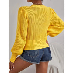 Solid Sweater Women's Soft Warm Pullovers Autumn Winter Fashion Lantern Sleeve Loose Twist Knitted Sweater Ladies Casual Tops