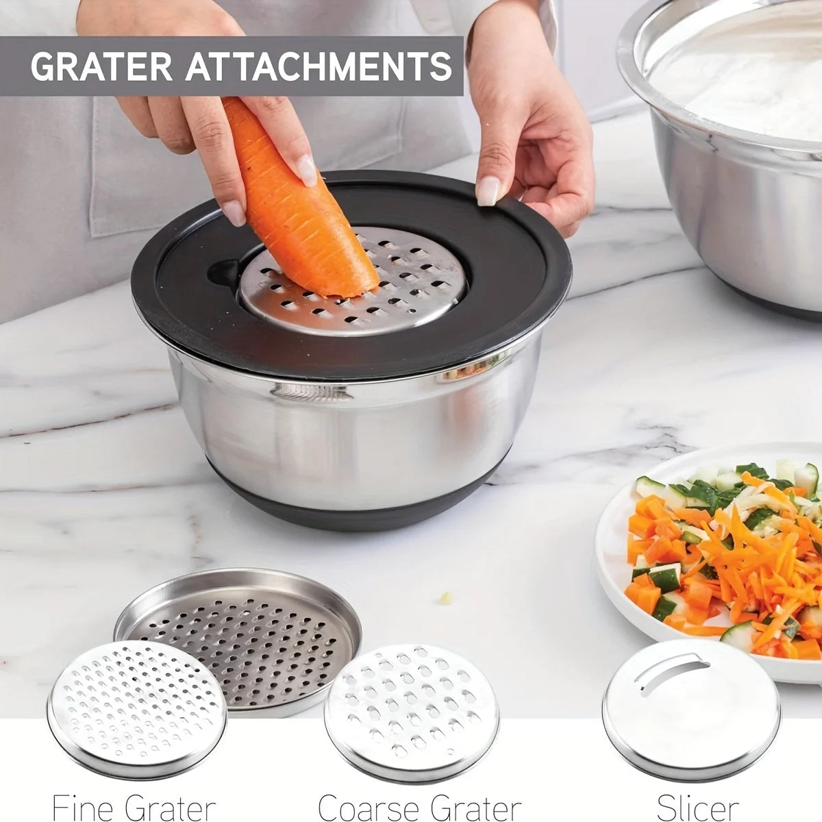 8pcs Mixing Bowls with Airtight Lids Stainless Steel