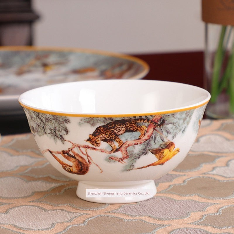Continental Cuisine Tableware Steak Plate Equatorial Jungle Moving Ceramic Western Plate Coffee Set Model Room Club