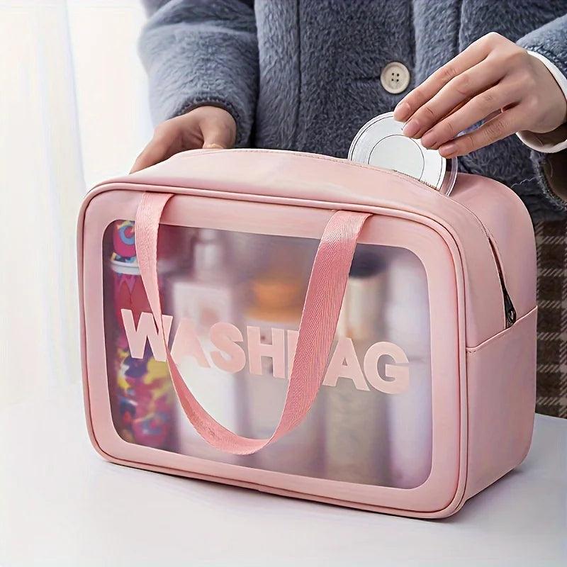 Large Capacity Waterproof Transparent Travel Cosmetic Bag - Portable and Organized Storage for Makeup and Toiletries