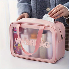 Large Capacity Waterproof Transparent Travel Cosmetic Bag - Portable and Organized Storage for Makeup and Toiletries
