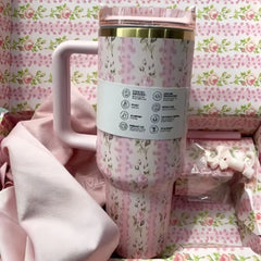 40oz Insulated Stainless Steel Cup with Handle and Straw | Travel Cup Holder | BPA Free
