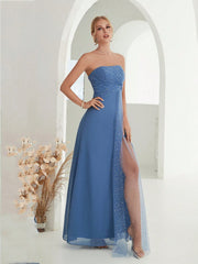 Mgiacy Strapless sleeveless chiffon Ladies Dinner Dress (Heavy industry) Evening dress Ball dress Party dress Bridesmaid dress - Jess Deals