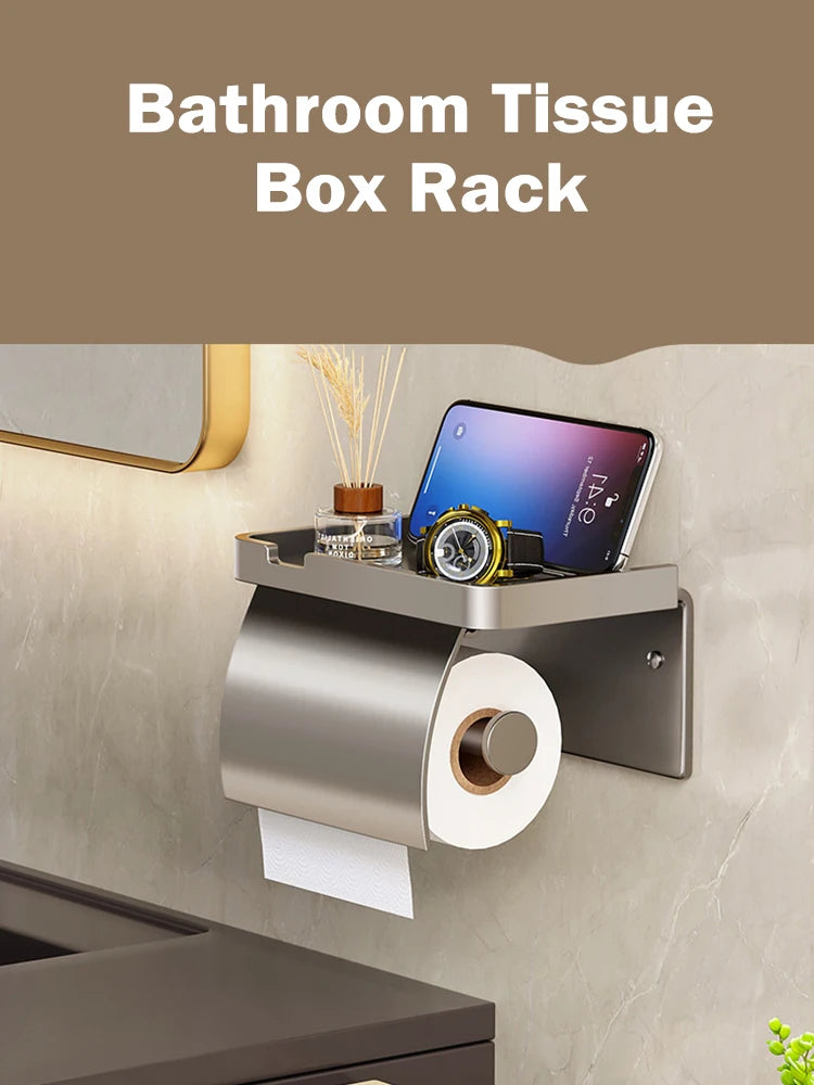 Bathroom Tissue Box Rack Tissue Paper Rack Phone Storage Shelf Wipes Dispenser Bathroom Toilet Wall Aromatherapy Paper Tray