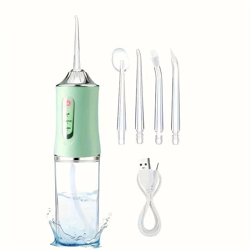 USB Portable Oral Irrigator Water Flosser Dental Water Jet Tools Pick Cleaning Teeth 200ML 4 Nozzles Mouth Oral Cleaning Agents - Jess Deals
