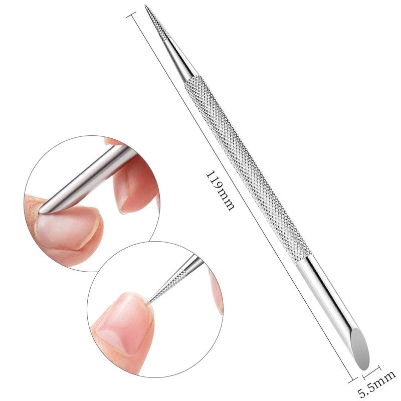 1pcs Double-ended Stainless Steel Cuticle Pusher Dead Skin Push Remover For Pedicure Manicure Nail Art Cleaner Care Tool - Jess Deals