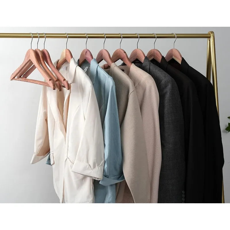 American Red Cedar Wooden Coat Suit Hangers 20 Pack, Wood Skirt Dress Hangers, Smooth Cut Notches- 360°Flexible Hook