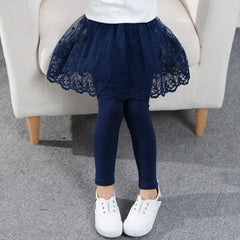 New Cotton Baby Girls Leggings Lace Princess Skirt-pants Spring Autumn Children Slim Skirt Trousers for 2-7 Years Kids Clothes