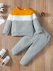 2PCS Kids Boy Clothes Set Long Sleeves Color Block Hoodies+Pants Autumn&Winter Fashion Sport Suit For Children Boy 1-6 Years - Jess Deals