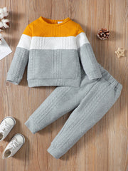 2PCS Kids Boy Clothes Set Long Sleeves Color Block Hoodies+Pants Autumn&Winter Fashion Sport Suit For Children Boy 1-6 Years - Jess Deals