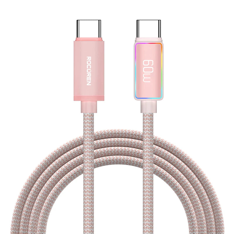 Rocoren 240W 5A High Power Fast Charging Type C Cable 100W PD 3.1 USB C Quick Charging Date Cord For iPhone Samsung Laptop iPad