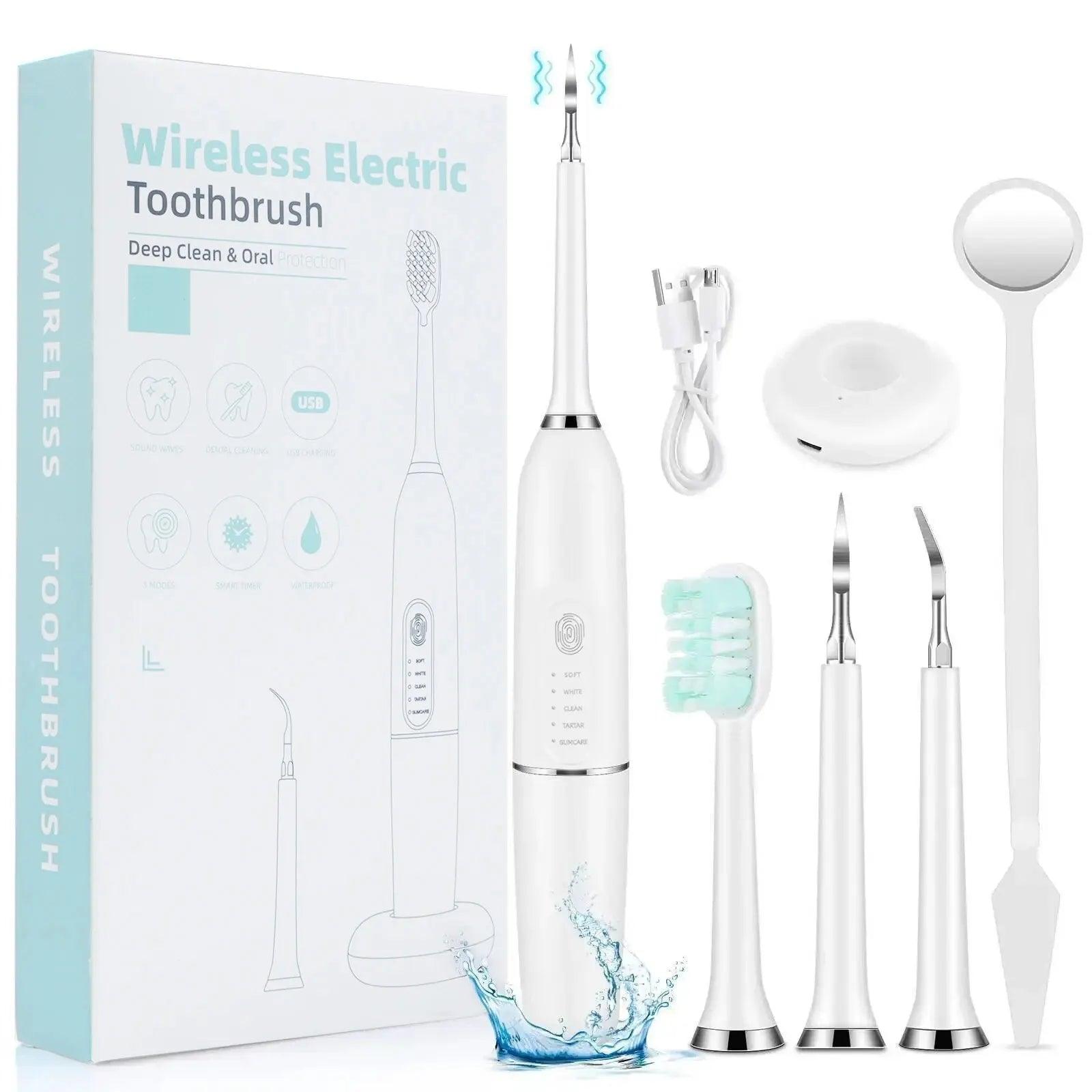 Ultrasonic Electric Toothbrushes Sonic Waterproof USB Charger Tooth Brushes Replacement Timer Dental Calculus Remover - Jess Deals