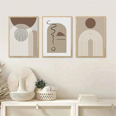 Abstract Beige Brown Geometric Lines Canvas Painting Boho Modern Poster Nordic Wall Art Print Picture Living Room Interior Decor - Jess Deals