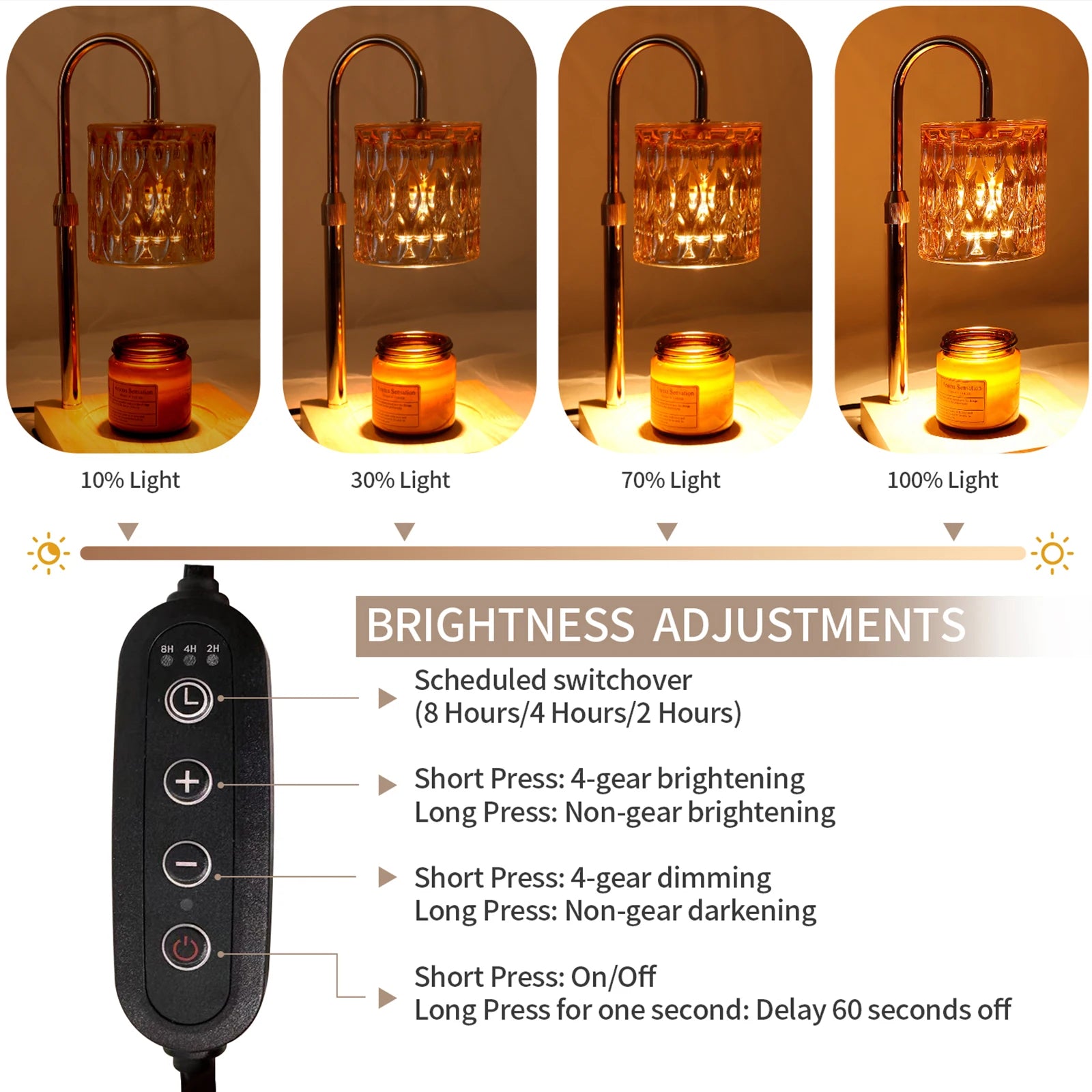 Electric Dimmable Candle Warmer Table Lamp
