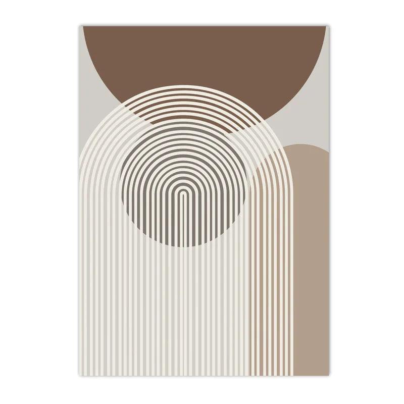 Abstract Beige Brown Geometric Lines Canvas Painting Boho Modern Poster Nordic Wall Art Print Picture Living Room Interior Decor - Jess Deals
