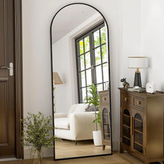 64"x21" Full Length Mirror Arched Full Mirror Free Standing Leaning Mirror Wall-Mounted Mirror Aluminum Frame Modern Mirrors