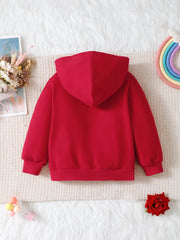 Autumn and winter girls' fashionable letter printed casual pullover sports long sleeved red hoodie