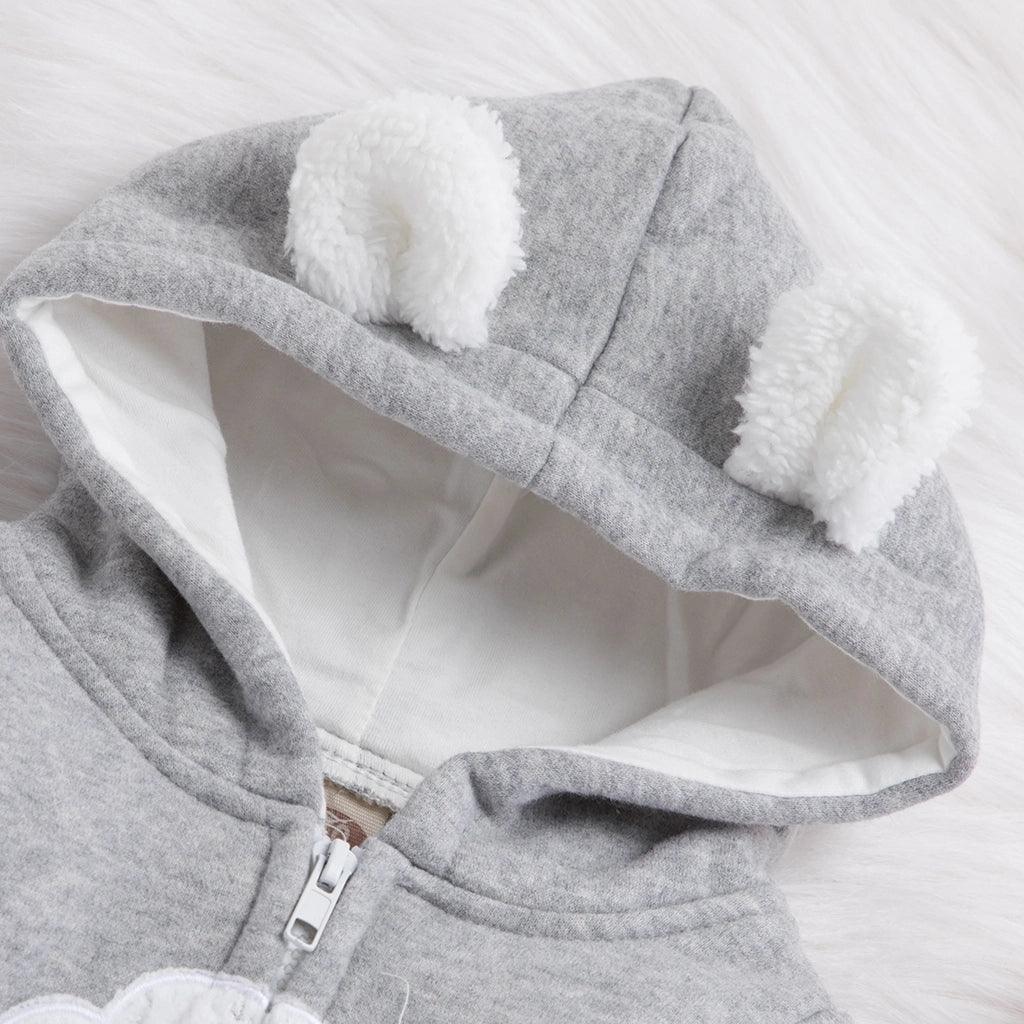 PatPat Winter Baby Adorable Cloud Hooded Baby Rompers for Baby Boys and Baby Girls Warm Unisex Baby Bodysuit Clothes