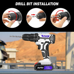 21V Portable Cordless Power Drill Set Impact Screw Driver with 1500mAh Li-Ion Rechargeable Battery 25+1 Torque Setting 45N.m - Jess Deals