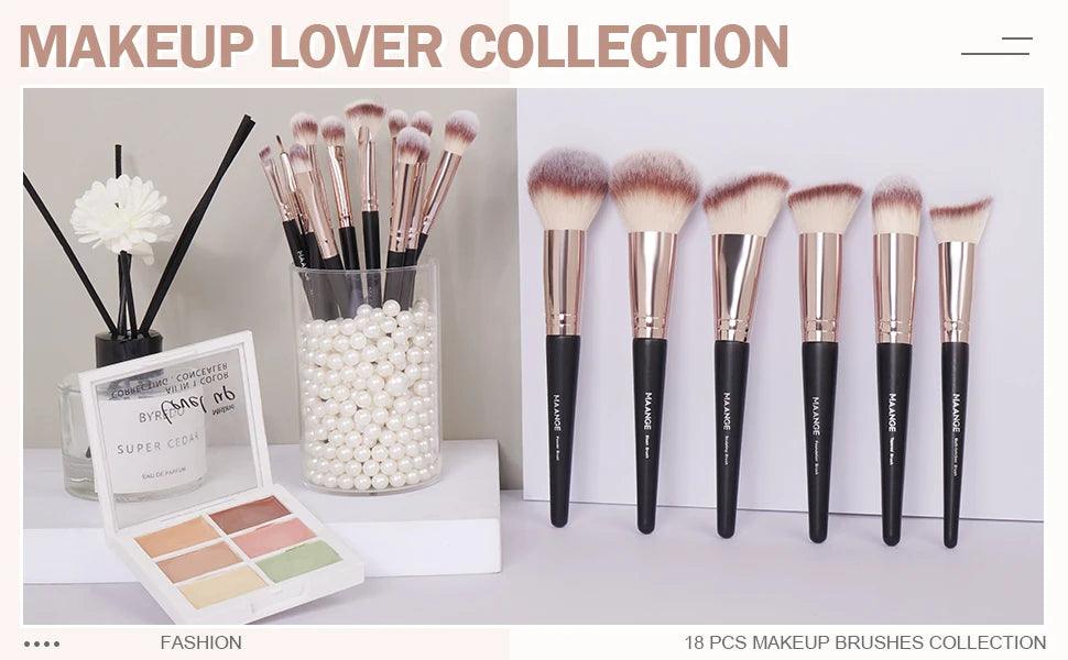 MAANGE 18 Pieces Professional Makeup Brush Facial Foundation Powder Blush Brushes Eyeshadow Flawless Brushes For Women Cosmetic - Jess Deals