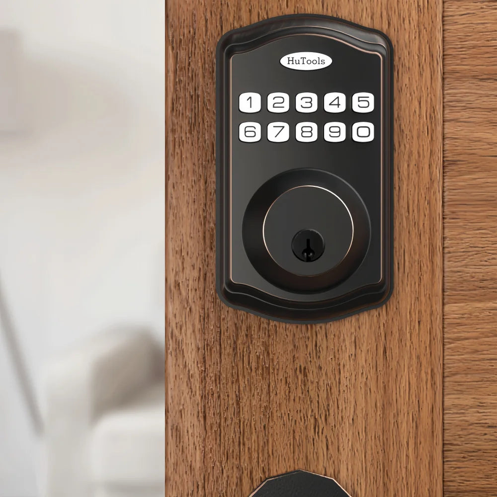 HuTools Keyless Entry Door Lock, Keypad Password Lock Electroplating Rubbing Color Matte Oil, Automatic Lock, Easy To Install