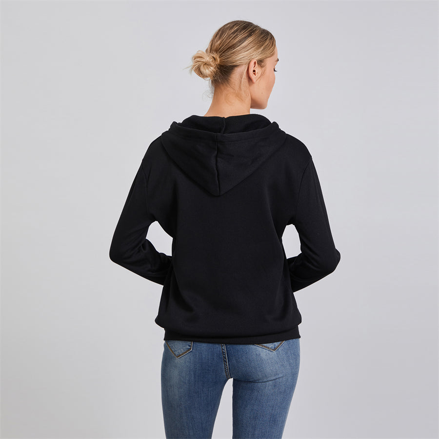 wsevypo Autumn Casual Sporty Hoodies Women's Long Sleeve Zip-up Hooded Sweatshirts with Front Pockets Street Workout Outwear