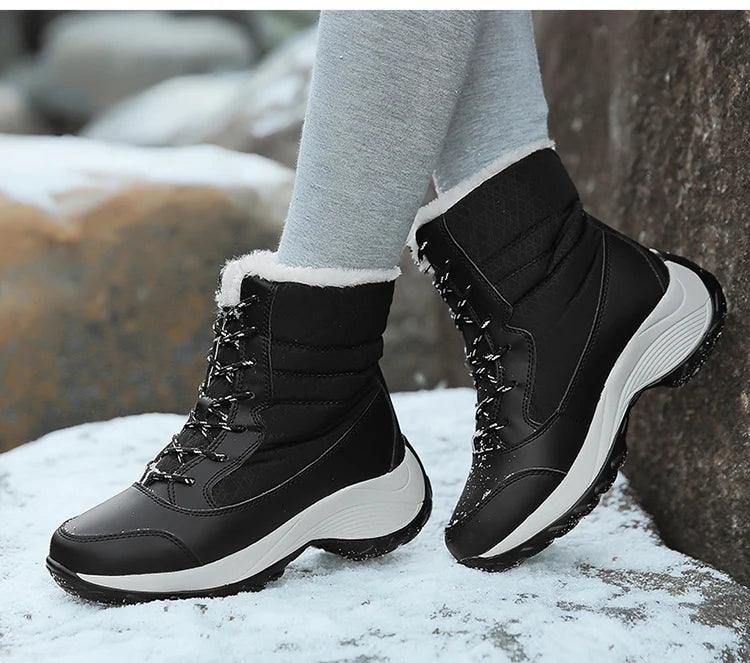 Women's Boots Snow Soft Shoes Women Platform Ladies Shoes Fashion Mid High Boots Plus Size Winter Girls Boots Botas Mujer - Jess Deals