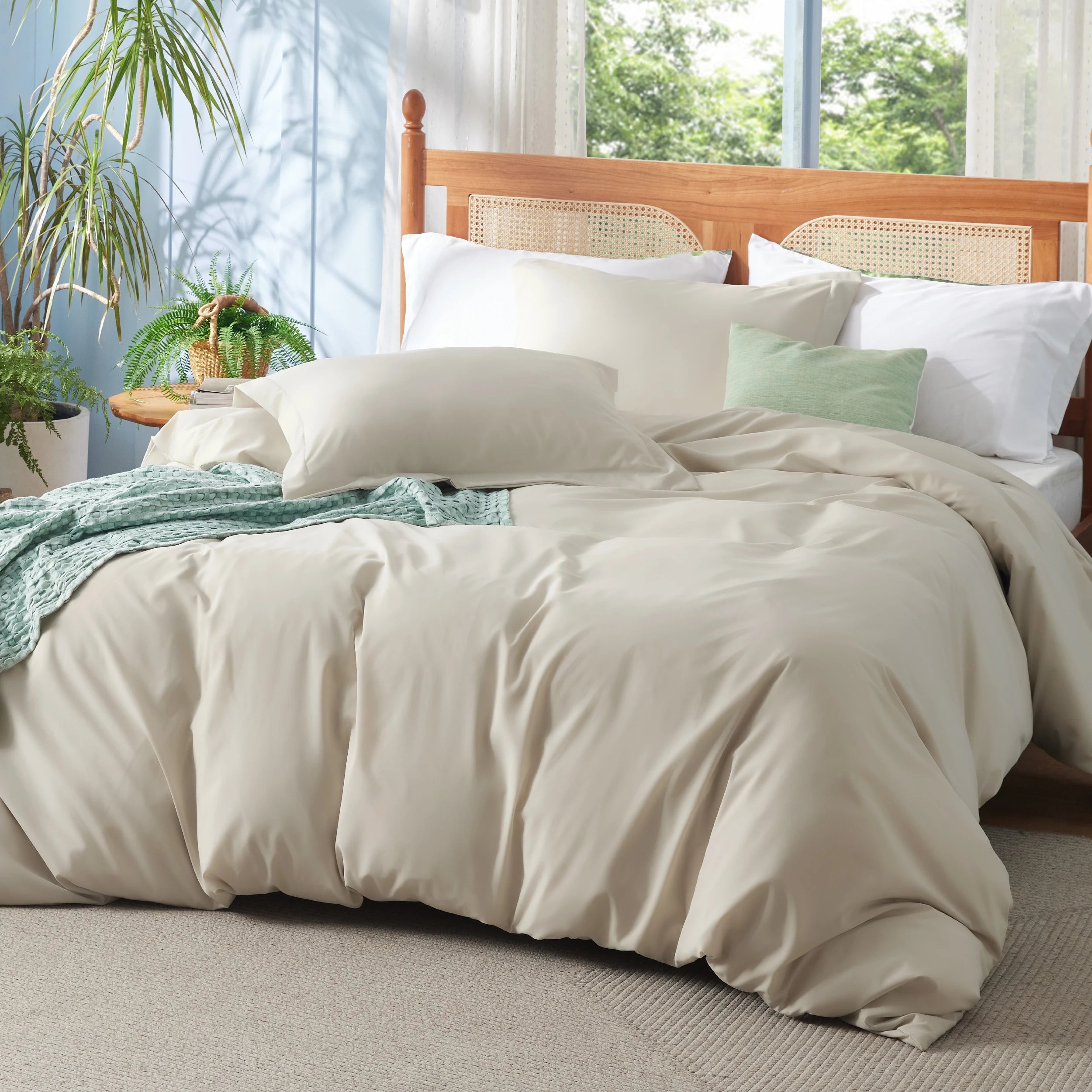 Bedsure Duvet Cover - Polyester & Rayon Derived from Bamboo Cooling Duvet Cover Set, 1 Duvet Cover  & 2 Pillow Shams