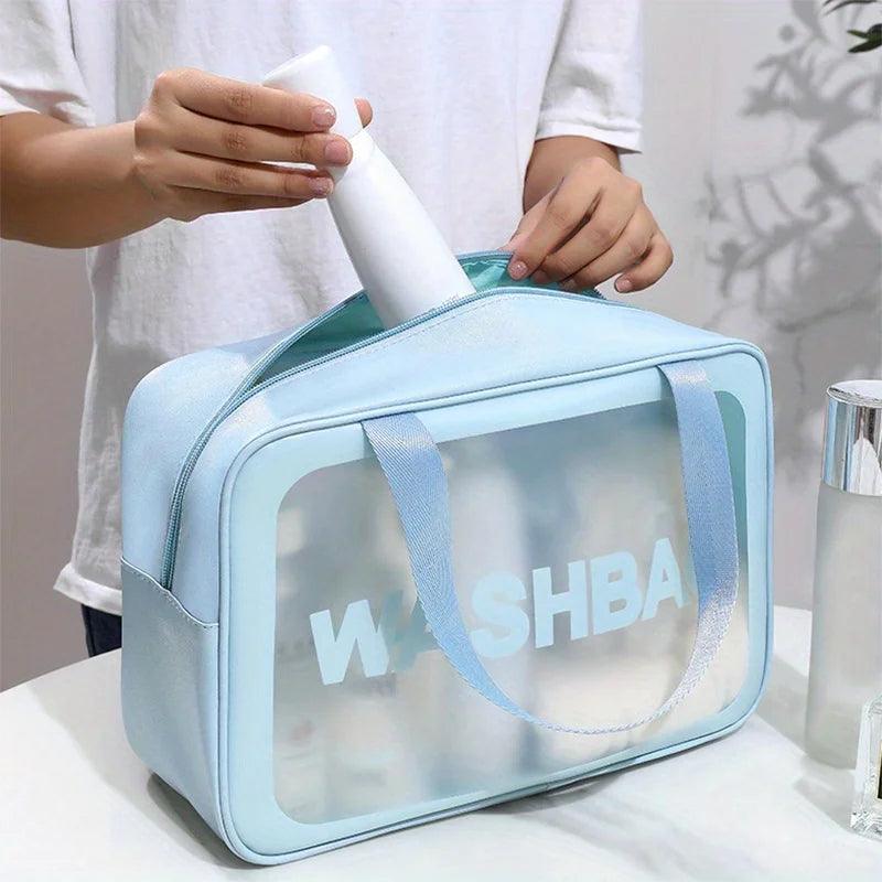 Large Capacity Waterproof Transparent Travel Cosmetic Bag - Portable and Organized Storage for Makeup and Toiletries